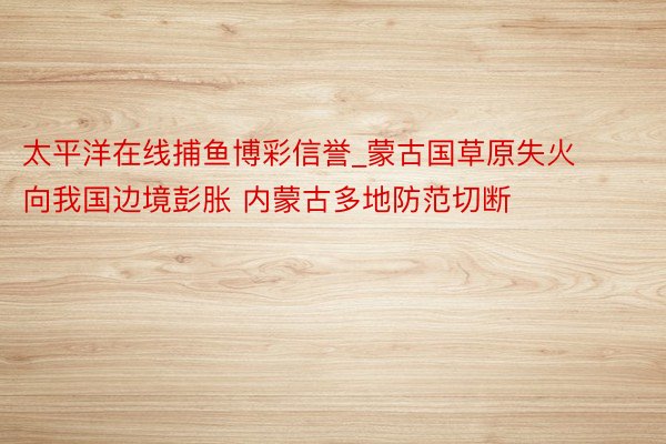 太平洋在线捕鱼博彩信誉_蒙古国草原失火向我国边境彭胀 内蒙古多地防范切断